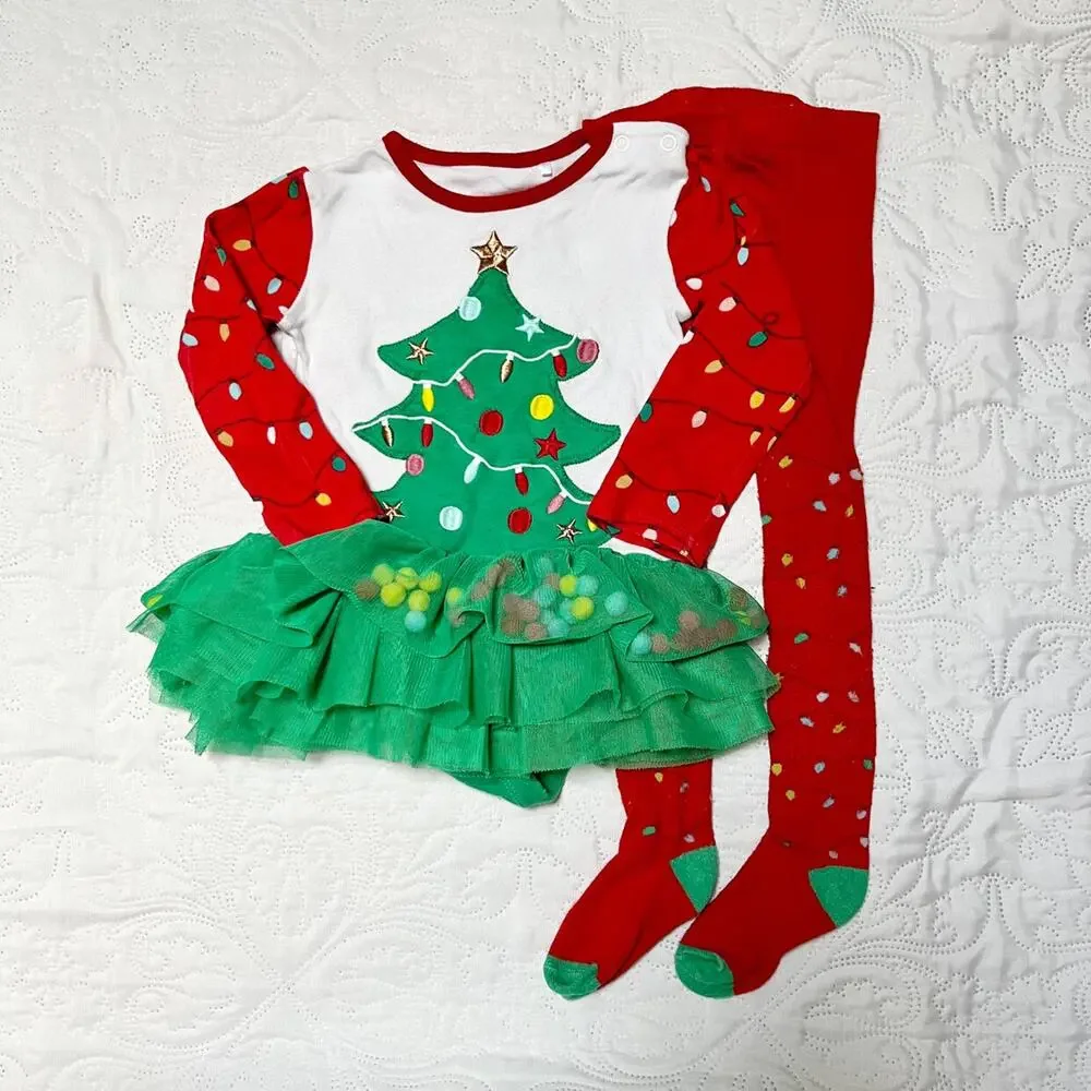 Tu Christmas Tree Holiday Outfit Size 12-18m